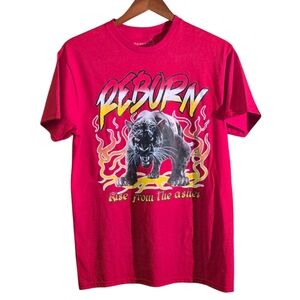 90s Papercut Collection Reborn Panther Fire Graphic Men's T-Shirt - Red Size M